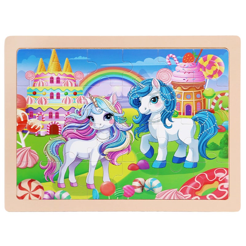 Wooden 24-Piece Puzzle Children'S Cartoon Fairy Tale Flat Wooden Puzzle Early Education Intelligence Toys - Image 1